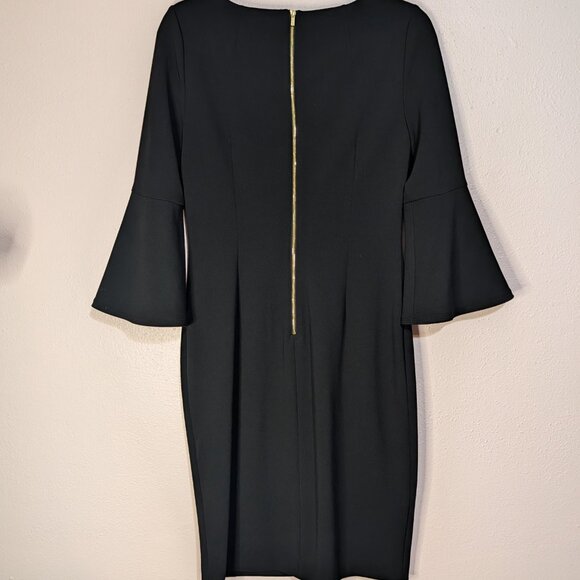 Calvin Klein Black Dress Bell Sleeve Round Neck  Size 8 - Picture 4 of 9